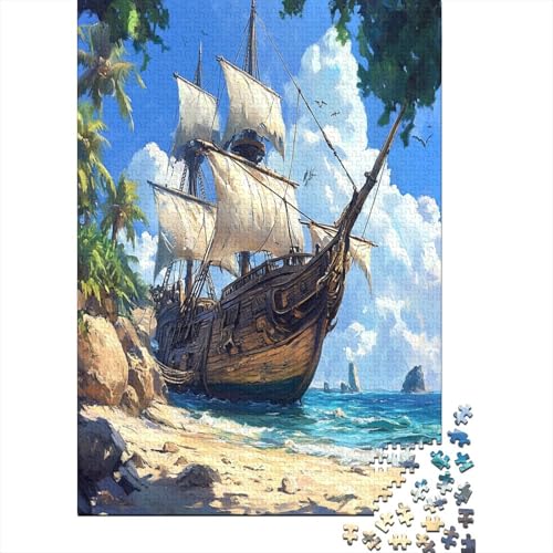 Art Piratenschiff Puzzlespiel 1000 Teile Puzzle Für Erwachsene Und Kinder Ab 14 Jahren, Puzzle Erwachsenen Puzzlespi Puzzel 1000pcs (75x50cm) von RNDKAUUIE
