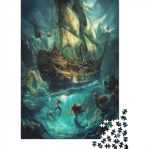 RNDKAUUIE Piratenschiff Puzzle 1000 Teile - Nautischer Stil, Karton, Jigsaw, 1000pcs (75x50cm), 1 Stück, 14+ Jahre, Fortgeschritten, Rechteckig, 1 Set, 1 Puzzle, 1000 Teile von RNDKAUUIE