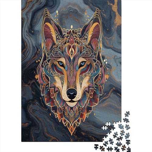 Bemalter Wolf Puzzle 1000 Teile Erwachsene Klassisches Jigsaw Puzzle 1000pcs (75x50cm) 1 Stück von RNDKAUUIE