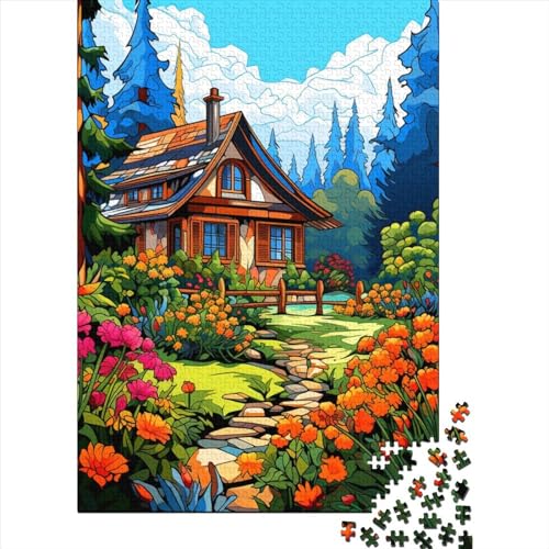 Bergdorf Hütte Puzzle 1000-teilige Schwer Puzzle Spielzeug Lernspiel Impossible Herausforderung Spielzeug Für Erwachsene Kinder 1000pcs (75x50cm) von RNDKAUUIE
