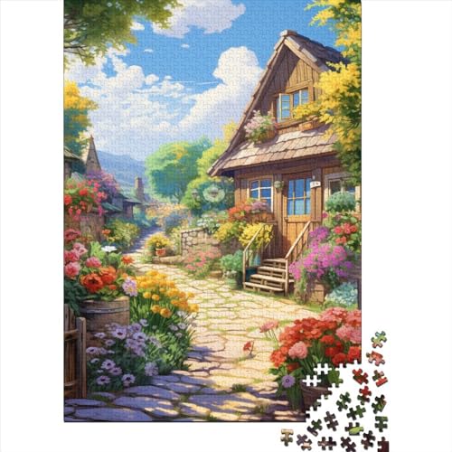 Bergdorf Hütte Puzzles 1000 Teile Schwer Puzzle Spielzeug Pädagogisches Spiel Impossible Herausforderung Spielzeug Für Erwachsene Und Kinder Ab 14 Jahren 1000pcs (75x50cm) von RNDKAUUIE