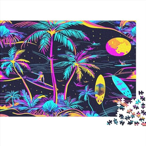 Bunte Neon Palmen Puzzlespiel 1000 Teile Für Erwachsene, Einzigartige Kunstwerke Und Vorlage - Geburtstagsgeschenk - Spaßige Puzzles Mit Überraschung Von Puzzle in A Bag Puzzel 1000pcs (75x50cm von RNDKAUUIE