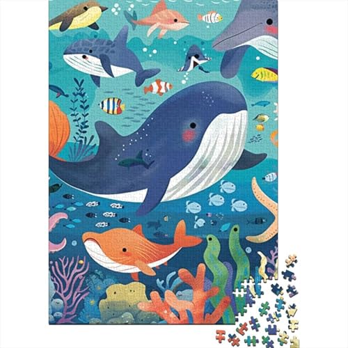 Delphin Puzzle 1000 Teile Schwer Puzzle Spielzeug Pädagogisches Spiel Impossible Herausforderungsspielzeug Für Erwachsene Und Kinder Ab 12 Jahren 1000pcs (75x50cm) von RNDKAUUIE