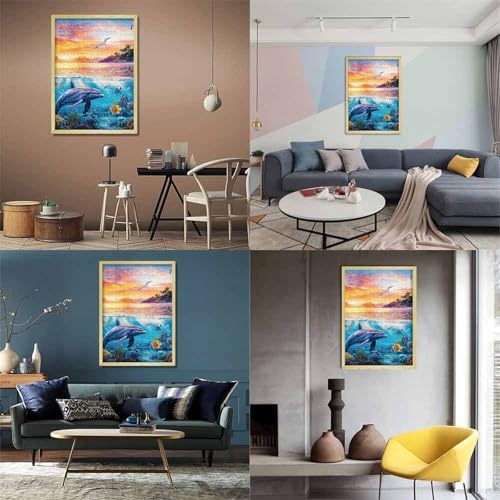 Delphin Puzzle 1000-teilige Schwer Puzzle Spielzeug Lernspiel Impossible Herausforderungsspielzeug Für Erwachsene Und Kinder Ab 14 Jahren 1000pcs (75x50cm) von RNDKAUUIE