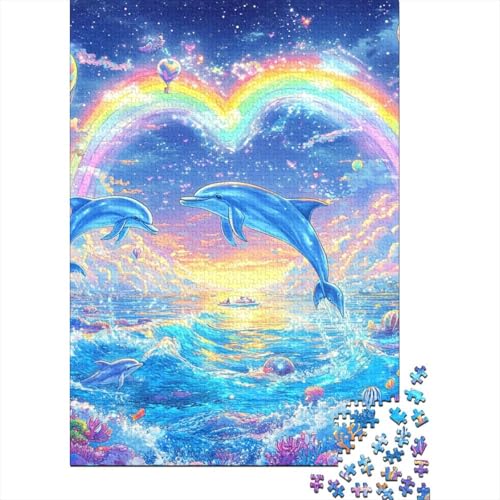 Delphin Puzzle 1000-teilige Schwer Puzzle Spielzeug Pädagogisches Spiel Impossible Herausforderungsspielzeug Für Erwachsene Und Kinder in Bewährter 1000pcs (75x50cm) von RNDKAUUIE