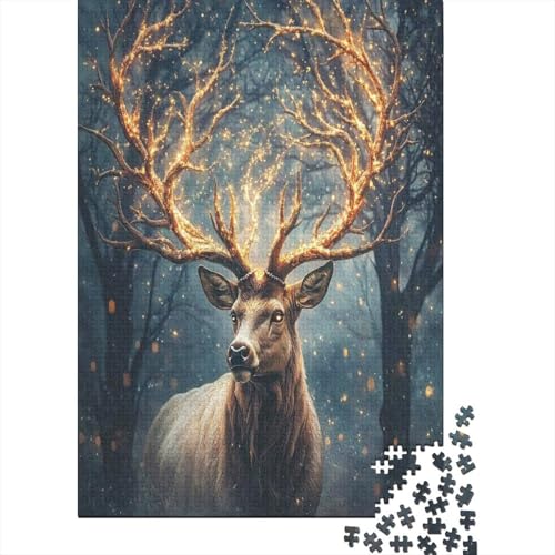 Hirsch 1000 Stück Puzzles Für Erwachsene Teenager Stress Abbauen Familien-Puzzlespiel Mit Poster in 1000-teiliges Puzzle Kinder Lernspiel Spielzeug Geschenk Puzzel 1000pcs (75x50cm) von RNDKAUUIE