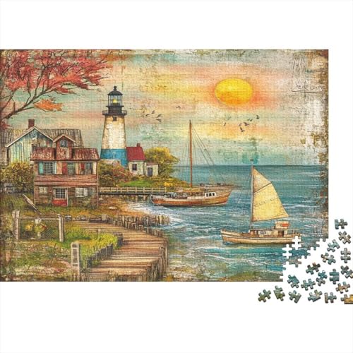 Leuchtturm an der Küste Puzzlespiel 1000 Teile Erwachsene -Puzzle 1000 Stück Spiel Puzzles Für Erwachsene Kinder Puzzle Erwachsenen Puzzlespiel Puzzel 1000pcs (75x50cm) von RNDKAUUIE
