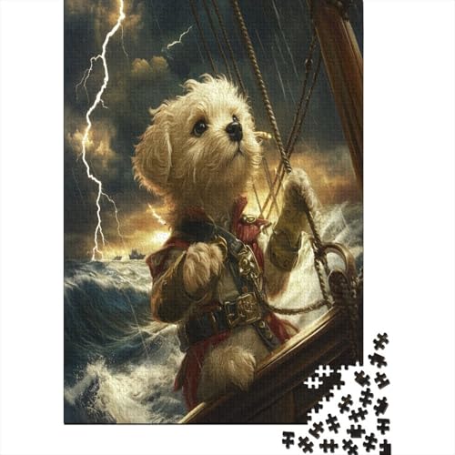 RNDKAUUIE Malteser Hund 1000-teiliges Puzzle für Erwachsene, Klassisch, Rätsel, 1 Set, 1 Stück, 1000 Teile, Karton, 75x50cm, 14+ Jahre, Experte, Logisches Denken, Problemlösefähigkeit von RNDKAUUIE