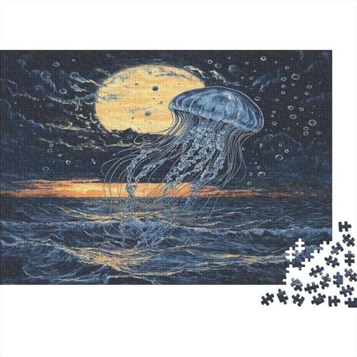 Quallen 1000 Stück Puzzles Für Erwachsene Teenager Stress Abbauen Familien-Puzzlespiel 1000-teiliges Puzzle Kinder Lernspiel Spielzeug Geschenk Puzzel 1000pcs (75x50cm) von RNDKAUUIE