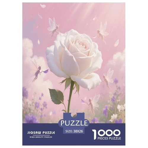 Rose Puzzle 1000-teilige Schwer Puzzle Spielzeug Lernspiel Impossible Herausforderung Spielzeug Für Erwachsene Kinder 38x26cm/1000pcs von RNDKAUUIE