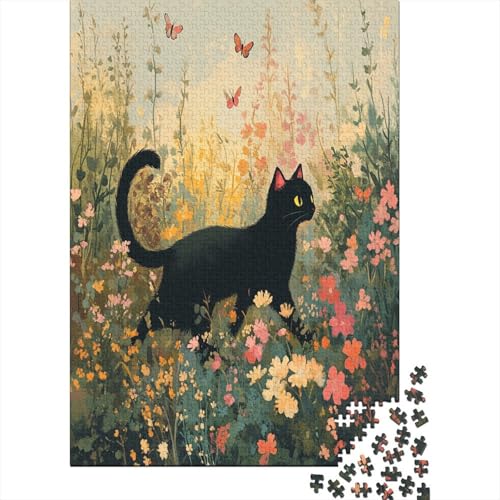 Schwarze Katze Puzzle 1000 Teile Puzzles Für Erwachsene Klassische Puzzles 1000 Teile Puzzles Schwer Erwachsene 1000 Teile 1000pcs (75x50cm) von RNDKAUUIE