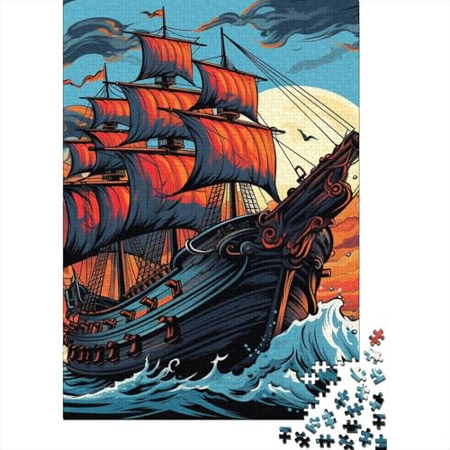 Segelboot Ship Puzzles 1000 Teile Schwer Puzzle Spielzeug Lernspiel Impossible Herausforderung Spielzeug Für Erwachsene Und Kinder Ab 14 Jahren 1000pcs (75x50cm) von RNDKAUUIE