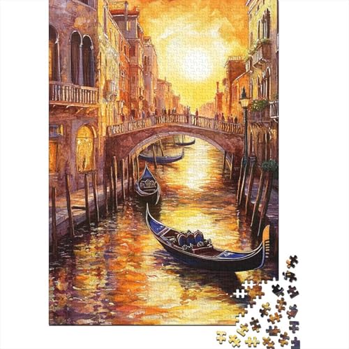 Venedig Wasserstadt Puzzle 1000 Teile Schwer Puzzle Spielzeug Lernspiel Impossible Herausforderung Spielzeug Für Erwachsene Und Kinder Ab 12 Jahren 1000pcs (75x50cm) von RNDKAUUIE