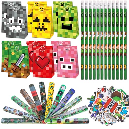RNHDLY 86 Stück Miner Videospiel Party Mitgebsel, Pixel Party Mitgebsel Kinder mit 12 Miner Bleistifte 12 Videospiel Geschenktüten 12 Spiel Armband und 50 Aufkleber, Gamer Theme Party Zubehör RNHDLY 86 Stück Miner Videospiel Party Mitgebsel, Pixel Party Mitgebsel Kinder mit 12 Miner Bleistifte 12 Videospiel Geschenktüten 12 Spiel Armband und 50 Aufkleber, Gamer Theme Party Zubehör von RNHDLY