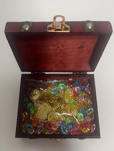 RNHDLY Piratenschatz Schatzkiste Kindergeburtstag, Goldtaler Piratenschatz mit 100 Goldmünzen Kinder, 100 Gefälschten Edelsteinen und 1 Schatzkiste für Piratenparty, Schatzsuche Kindergeburtstag RNHDLY Piratenschatz Schatzkiste Kindergeburtstag, Goldtaler Piratenschatz mit 100 Goldmünzen Kinder, 100 Gefälschten Edelsteinen und 1 Schatzkiste für Piratenparty, Schatzsuche Kindergeburtstag von RNHDLY
