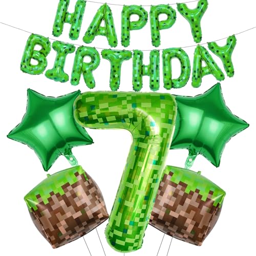 RNHDLY Pixel Luftballon Geburtstagsdeko 7 Jahre, Pixel Happy Birthday Luftballons, Geburtstagsdeko Junge, Spiel Folienballon Geburtstag Deko für Kindergeburtstage und Game Player Party RNHDLY Pixel Luftballon Geburtstagsdeko 7 Jahre, Pixel Happy Birthday Luftballons, Geburtstagsdeko Junge, Spiel Folienballon Geburtstag Deko für Kindergeburtstage und Game Player Party von RNHDLY