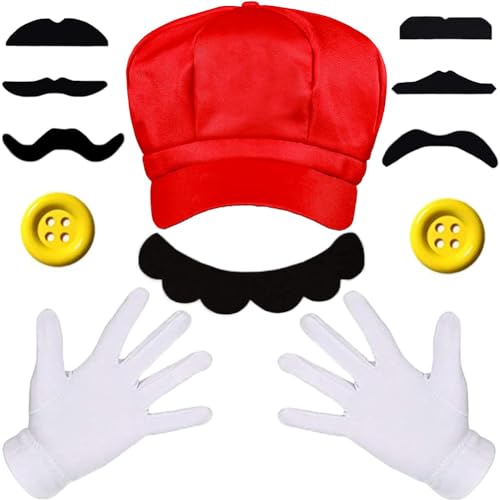 RNNHDYT Bowser Cosplay Kostüm Zubehör und grün Hut Cosplay Kostüm Zubehör Kits, Brüder Bowser Kostüm Spiel Huts, Weiße Handschuhe, Klebriger Schnurrbart Set für Kinder Halloween Kostüme 12 Stück RNNHDYT Bowser Cosplay Kostüm Zubehör und grün Hut Cosplay Kostüm Zubehör Kits, Brüder Bowser Kostüm Spiel Huts, Weiße Handschuhe, Klebriger Schnurrbart Set für Kinder Halloween Kostüme 12 Stück von RNNHDYT