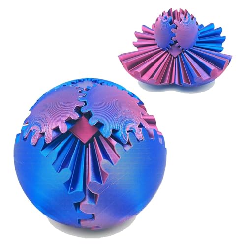 2 Stück 3D Gear Ball, Drehbare Zahnradkugel, 6.5cm 3D-Gedruckter Zahnradball, Anti Stress Spielzeug, Gear Sphere Das Steampunk Whirling Wonder Fidget Zahnradball, für Kinder und Freunde von RNXSIB