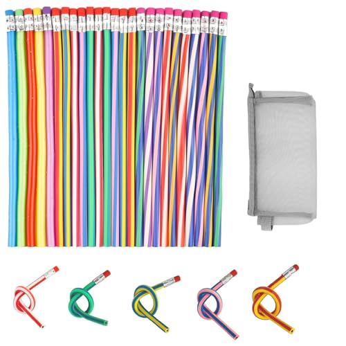 RNXSIB 24 Biegsame Bleistifte für Kinder und 1 Federmäppchen, Biegsame Bleistifte für Kinder, Bunte Biegsame Bleistifte, Kindergeburtstag Party Giveaway, Geeignet für Schule, Partys, Preise RNXSIB 24 Biegsame Bleistifte für Kinder und 1 Federmäppchen, Biegsame Bleistifte für Kinder, Bunte Biegsame Bleistifte, Kindergeburtstag Party Giveaway, Geeignet für Schule, Partys, Preise von RNXSIB