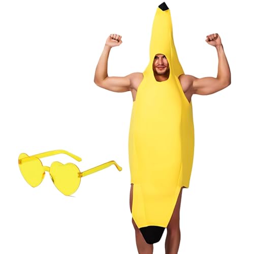 RNXSIB Bananenkostüm, 3D-Fruchtverkleidung mit Belüftungsnetz, Bananen kostüm Neuartige Obst Kostüme Lustige Kostüme, Gruppenkostüm Erwachsene, Parties, Carnivals, Cosplay von RNXSIB