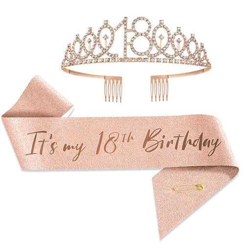 SchäRpe 18. Geburtstag, Rose Gold Schärpe Geburtstag, Krone 18 Geburtstag MäDchen, 18 Geburtstag Deko, Deko 18. Geburtstag MäDchen, 18. Geburtstag MäDchen Deko, FüR Birthday Girl Party Dekorationen von RNXSIB