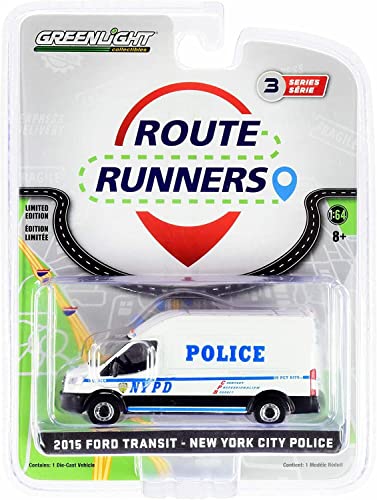 1/64 Greenlight 2015 Ford Transit LWB High Roof - NYPD NYC Police Route Runners von ROAD2RACEMODELS