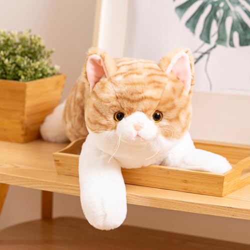 ROADDPMATE Realistisches Katzen-Puscheltier für Kinder und Mädchen, weiches Kuscheltier-Kätzchen für Geburtstagsfeiern (50cm,Gelb) von ROADDPMATE