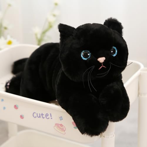 ROADDPMATE Realistisches Katzen-Puscheltier für Kinder und Mädchen, weiches Kuscheltier-Kätzchen für Geburtstagsfeiern (50cm,Schwarz) von ROADDPMATE