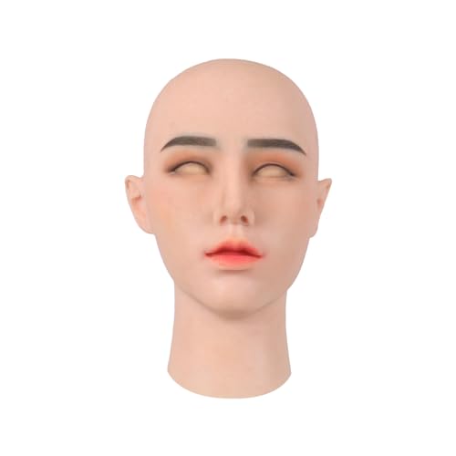 ROANYER Upgraded 2.0 Silikon Weibliche Maske Weiche Falsche Damen Kopf Realistische Gesicht für Crossdresser Drag Queen Transgender Kostüm von ROANYER