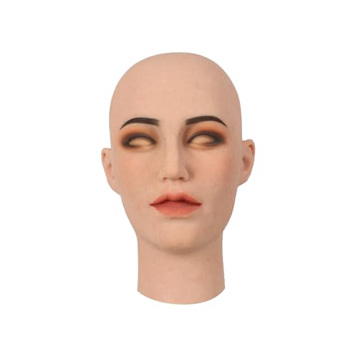 ROANYER Upgraded 2.0 Silikon Weibliche Maske Weiche Falsche Damen Kopf Realistische Haut Gesicht für Crossdresser Drag Queen Transgender Kostüm ROANYER Upgraded 2.0 Silikon Weibliche Maske Weiche Falsche Damen Kopf Realistische Haut Gesicht für Crossdresser Drag Queen Transgender Kostüm von ROANYER