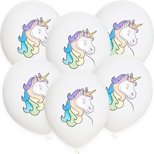 6 Stk. Luftballons Einhorn 12' Bio Party Geburtstag Unicorn Regenbogen von ROB'S BALLOONS