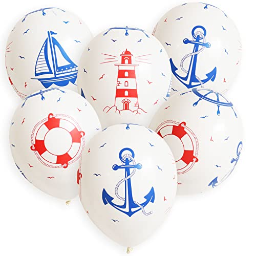 6 Stk. Premium Luftballons Bio Leuchtturm Anker Schiff 12' Ozean Meer Maritim Set von ROB'S BALLOONS