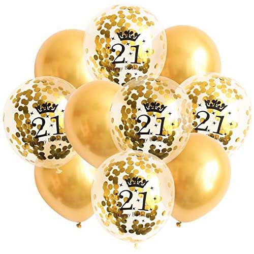 Geburtstag Set Luftballons Gold Konfetti Zahlen Metallic Happy-Birthday Ballons Deko, Muster:21 von ROB'S BALLOONS