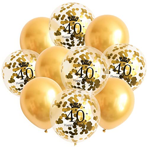 Geburtstag Set Luftballons Gold Konfetti Zahlen Metallic Happy-Birthday Ballons Deko, Muster:40 von ROB'S BALLOONS