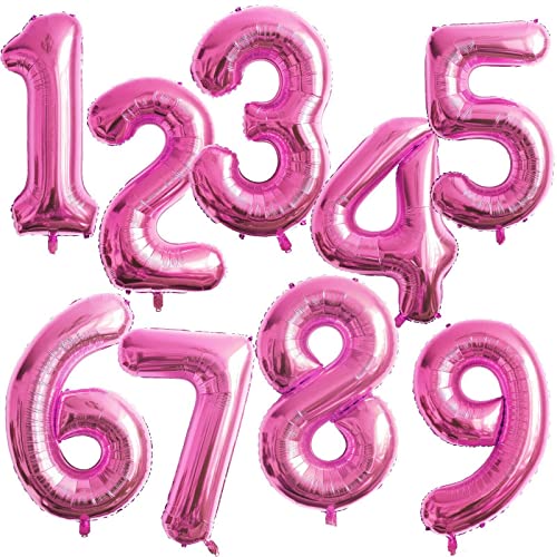 Luftballons Zahlen Nummer 0-9 Pink Alter Hochzeit Geburtstag Deko Party Ballon JGA, Zahl:4 von ROB'S BALLOONS
