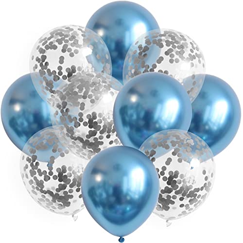 10x Luftballons Set Konfetti Blau Silber Metallic Ballons Geburtstag Deko Party 10x Luftballons Set Konfetti Blau Silber Metallic Ballons Geburtstag Deko Party von ROB'S BALLOONS