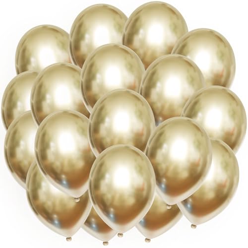 ROB'S BALLOONS 50 STK. Luftballons Chrom Premium Bio Mirror Metallic ? 30 cm Party Geburtstag Deko Set, Farbe:Gold von ROB'S BALLOONS