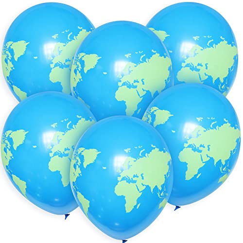 6 Stk. Premium Luftballons Bio Globus 12' Party Geburtstag Planet Erde Welt Atlas Set von ROB'S BALLOONS