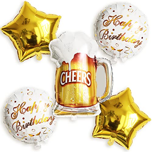 ROB'S BALLOONS Bier Beer Party Folienballon Set 5 Stück Krug König Prost Cheers Deko Luftballon Geburtstag von ROB'S BALLOONS