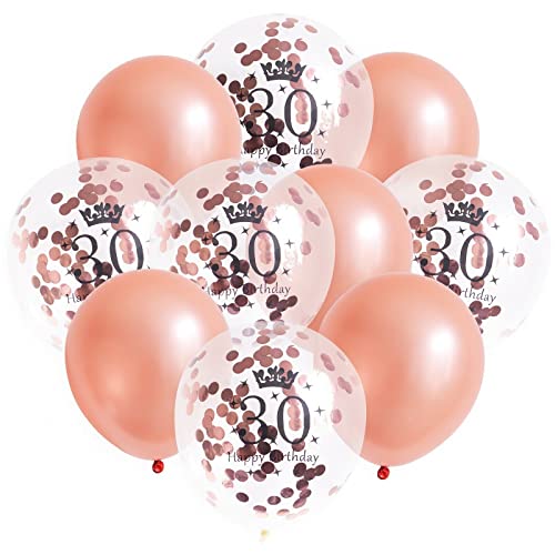 ROB'S BALLOONS Geburtstag Set Luftballons Rosé Gold Konfetti Metallic Happy-Birthday Ballons, Muster:30 von ROB'S BALLOONS