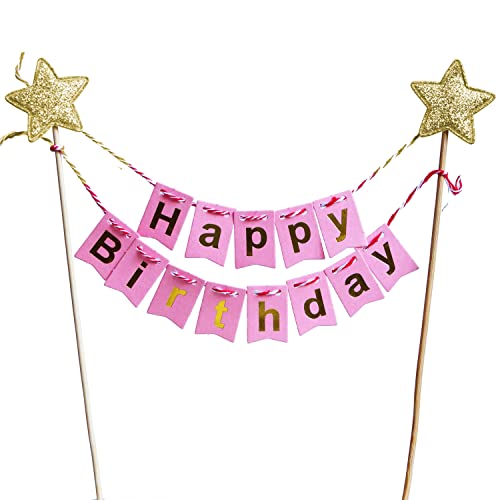 ROB'S BALLOONS Kuchenstecker Mini Banner Tortenstecker Muffin Deko Cake Topper Geburtstag Party, Muster:Pink ROB'S BALLOONS Kuchenstecker Mini Banner Tortenstecker Muffin Deko Cake Topper Geburtstag Party, Muster:Pink von ROB'S BALLOONS