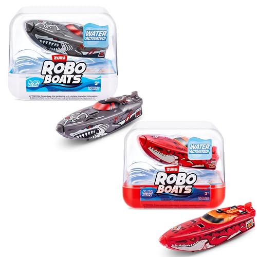 ROBO ALIVE ZURU Robo Boats, White Shark & Dino Shark Boat, 2 Pack, by ZURU Water Activated Boat Toy, (Amazon Exclusive) von ROBO ALIVE