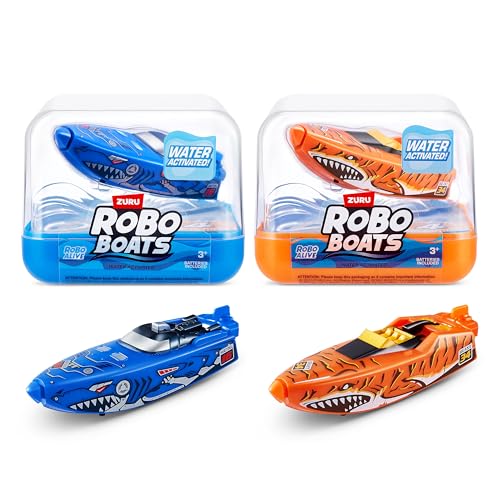 ROBO ALIVE ZURU Robo Boats, Tiger Shark & Robo Shark Boat, 2 Pack, by ZURU Water Activated Boat Toy, (Amazon Exclusive) von ROBO ALIVE