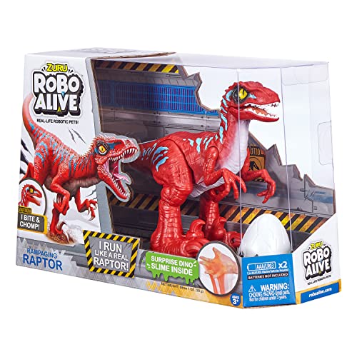 Robo Alive Wütender Raptor Dinosaurier Spielzeug, batteriebetriebenes Roboter-Dinosaurier-Spielzeug (roter Raptor) von ROBO ALIVE