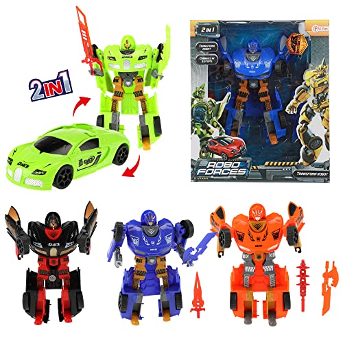 Toi-Toys Roboforces 81715 Roboter, wechselbar, 20,5 cm, Supercar 4-Ass, Keine Puppen und Actionfiguren, Mehrfarbig von Toi-Toys