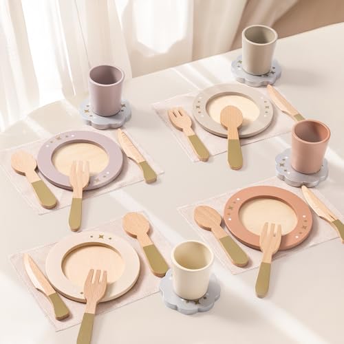 ROBOTIME 29Pcs Holzgeschirr-Set für Kinder, Spielgeschirr Kinderküche Zubehör, Montessori Küchenzubehör, Küchenutensilien für Rollenspiel, Holz Spielzeug Geschenk für Mädchen und Jungen 3-8 ROBOTIME 29Pcs Holzgeschirr-Set für Kinder, Spielgeschirr Kinderküche Zubehör, Montessori Küchenzubehör, Küchenutensilien für Rollenspiel, Holz Spielzeug Geschenk für Mädchen und Jungen 3-8 von ROBOTIME