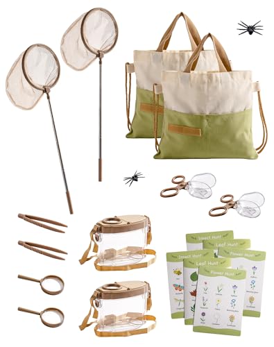 ROBOTIME 2er Insektenfang & Entdecker Set für Kinder mit Schmetterlingsnetz, Lupe, Insektenbox, Klammer, Karten & Tasche, Outdoor Abenteuer Spielzeug ab 3 Jahren ROBOTIME 2er Insektenfang & Entdecker Set für Kinder mit Schmetterlingsnetz, Lupe, Insektenbox, Klammer, Karten & Tasche, Outdoor Abenteuer Spielzeug ab 3 Jahren von ROBOTIME