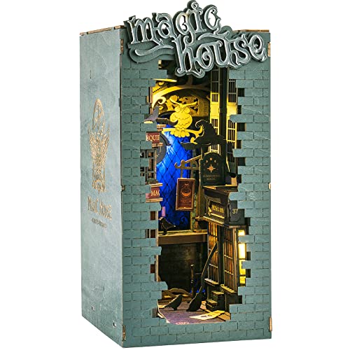 ROBOTIME 3D Bücherstand Holz Puppenhaus Miniaturraum mit Möbeln und Zubehör Bastelsets (Magisches Haus) von ROBOTIME