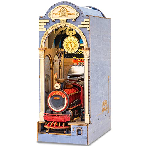 ROBOTIME 3D Bücherstand Holz Puppenhaus Miniaturraum mit Möbeln und Zubehör Bastelsets (Zeitreise) von ROBOTIME