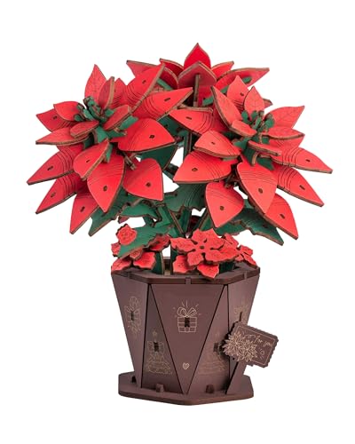 ROBOTIME 3D-Holzpuzzle Roter Weihnachtsstern, Kunstblume Modellbausatz, Wohnaccessoires, Bastelset für Erwachsene ROBOTIME 3D-Holzpuzzle Roter Weihnachtsstern, Kunstblume Modellbausatz, Wohnaccessoires, Bastelset für Erwachsene von ROBOTIME